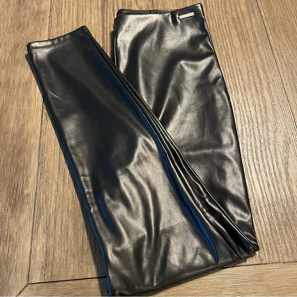 Fabletics Faux Leather Leggings Black Womens Sz M